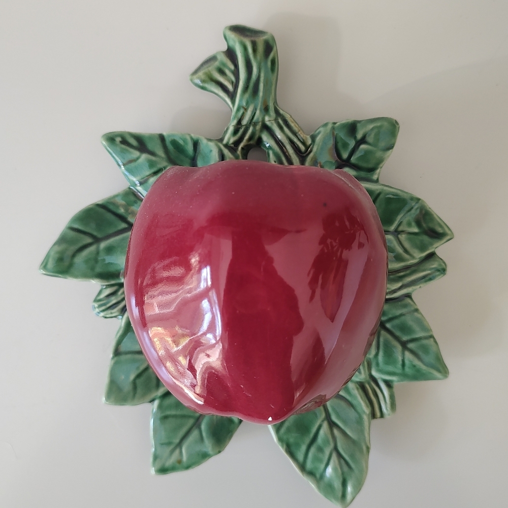 McCoy Pottery Vintage Red Apple Wall Pocket Planter Vase 1950s REPAIR